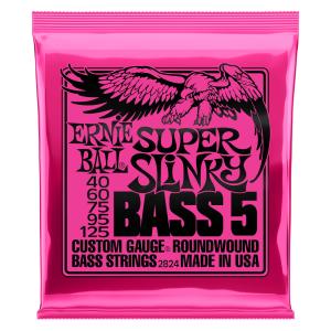 Ernie Ball 2824 Super Slinky 5-String Nickel Wound Electric Bass Strings - 40-125 Gauge