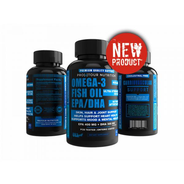 Pro Tour Nutrition FISH OIL - Omega 3 Fish Oil EPA/DHA Ultra Strength, Burpless, Non-GMO, PCB-Tested, 1,000mg Fish Oil/serving - 60 softgels main